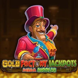 Gold Factory Jackpots Mega Moolah logo by Aurum Signature Studios at Spinorhino Casino